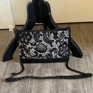Juicy Couture Black and White Lace Crossbody Bag